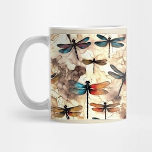 Pretty Dragonflies On An Alcohol Ink Abstract Background Mug